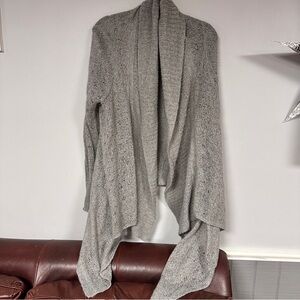 Jennifer Lopez Open Front Neutral Boho Longline Cardigan Sweater Gray Size XL